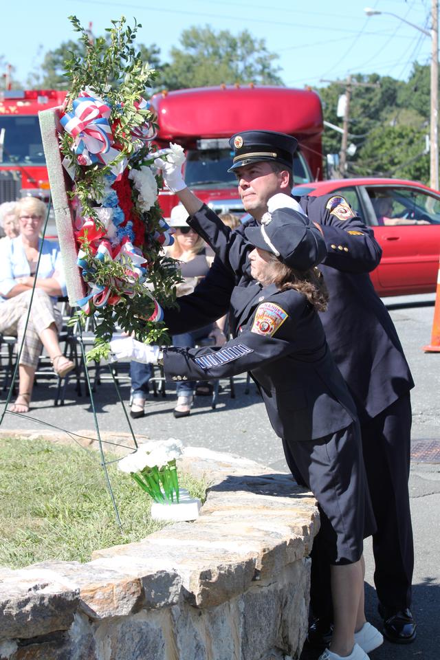 Flower placed for Ladies Auxiliary members by Maggie Mills.

Memorial Service NFD. September 9, 2012. Photo by Vincent P. Tuzzolino
